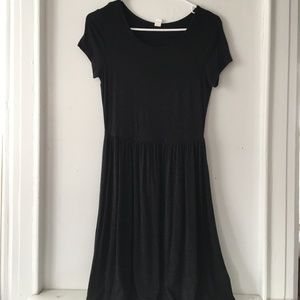Black Cotton Dress Short-Sleeved